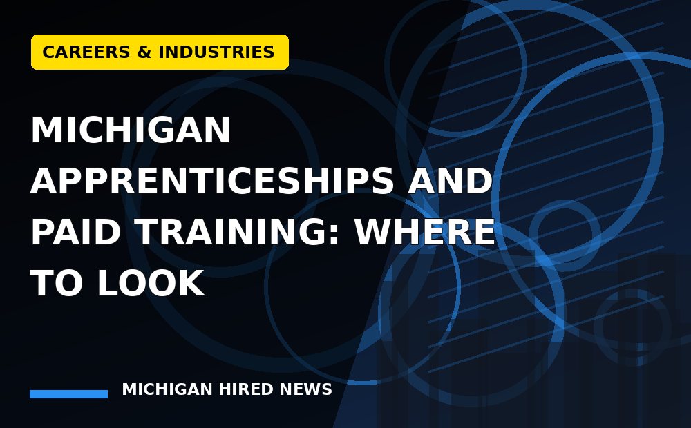 Editorial graphic: Michigan Apprenticeships and Paid Training: Where to Look